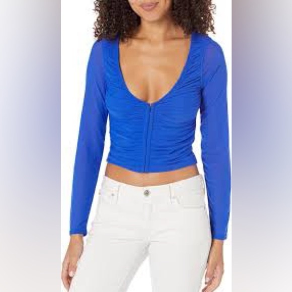 Steve Madden Tops - Steve Madden Royal Blue Ruched Blouse